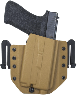 Кобура поясная приталенная правосторонняя с фонарём BALDR Mini для Glock 17 2557 Песок